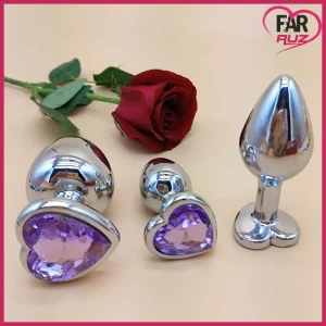 Farruz Kalp Şekilli Renkli Taşlı Anal Plug