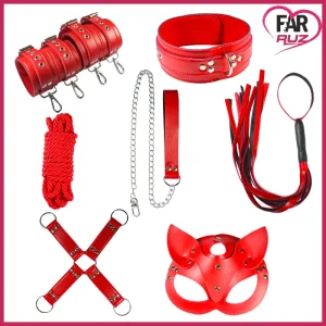 Farruz Red 8 Parçalı BDSM Fantezi Fetiş Seti